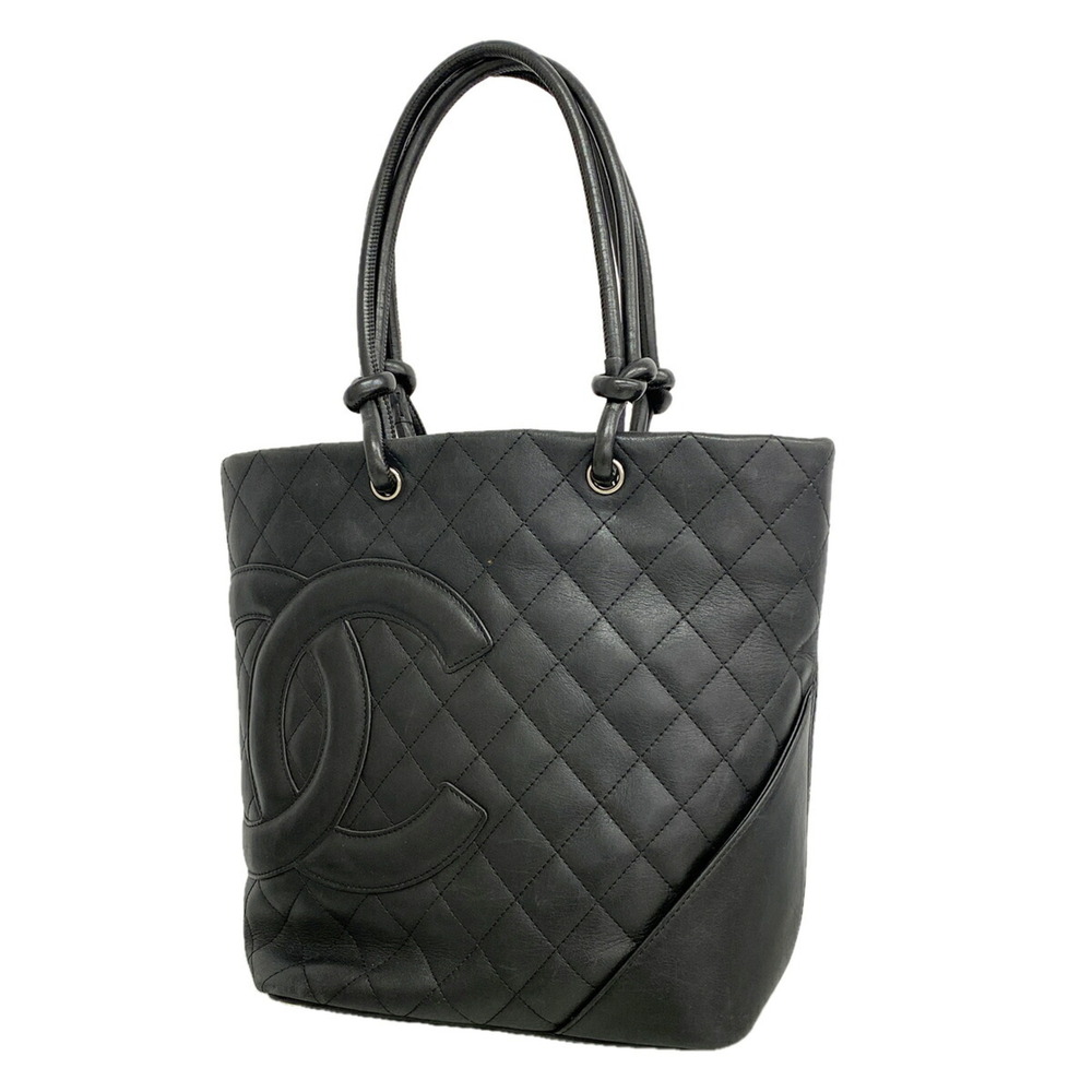Chanel Cambon Lambskin Tote Bag, Black, Women's, P3443114